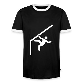 bouldern boulderfelsen GRAVITY IS A MYTH boulder - Männer Kontrast-T-Shirt - Schwarz/Weiß - Vorne - AI Model Female 172 light (172cm) & AI Model Male 178 light (178cm)