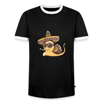 Schnecke Lustig Sombrero - Männer Kontrast-T-Shirt - Schwarz/Weiß - Vorne - AI Model Female 172 light (172cm) & AI Model Male 178 light (178cm)