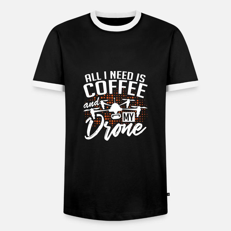 Coffee and drones gift - Männer Kontrast-T-Shirt - Schwarz/Weiß