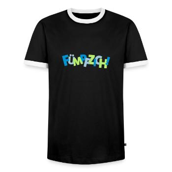 50. Fuempfzich - 3c - Männer Kontrast-T-Shirt - Schwarz/Weiß - Vorne - AI Model Female 172 light (172cm) & AI Model Male 178 light (178cm)