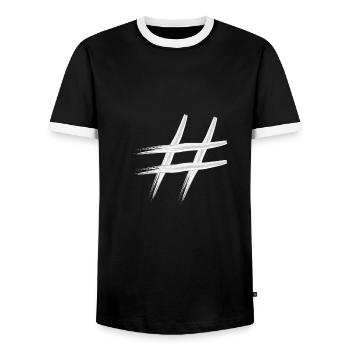 symbole de hashtag blanc - T-shirt contrasté Homme - noir/blanc - Devant - AI Model Female 172 light (172cm) & AI Model Male 178 light (178cm)