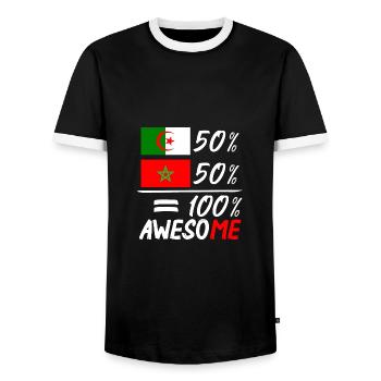 50% Morocco 50% Algeria - Men's Ringer Shirt - black/white - Front - AI Model Female 172 light (172cm) & AI Model Male 178 light (178cm)