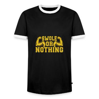 Fitness Motivation Bodybuilder Swole Or Nothing - Männer Kontrast-T-Shirt - Schwarz/Weiß - Vorne - AI Model Female 172 light (172cm) & AI Model Male 178 light (178cm)