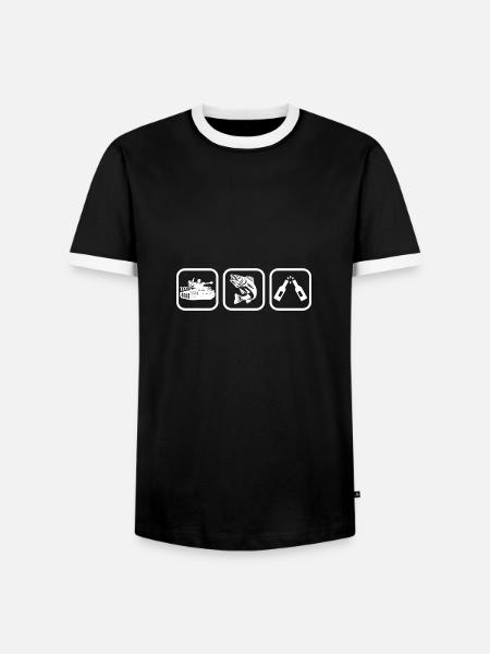 Panzer, Angeln und Bier! - Männer Kontrast-T-Shirt - Schwarz/Weiß