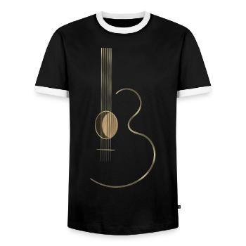 Acoustic Guitar Logo - Men's Ringer Shirt - black/white - Front - AI Model Female 172 light (172cm) & AI Model Male 178 light (178cm)