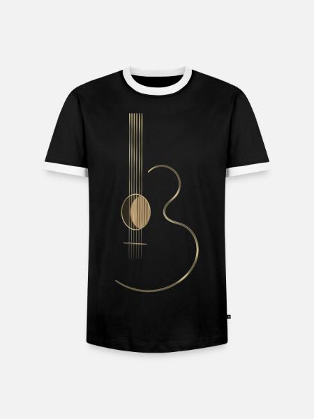 Acoustic Guitar Logo - Men's Ringer Shirt - black/white