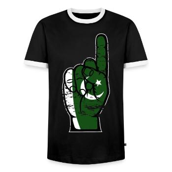 Drapeau pakistanais numéro 1 utilisé - T-shirt contrasté Homme - noir/blanc - Devant - AI Model Female 172 light (172cm) & AI Model Male 178 light (178cm)