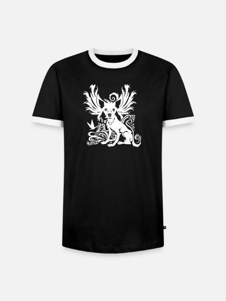 Flügelhund Ornamentale Fantasie-Illustration - Männer Kontrast-T-Shirt - Schwarz/Weiß