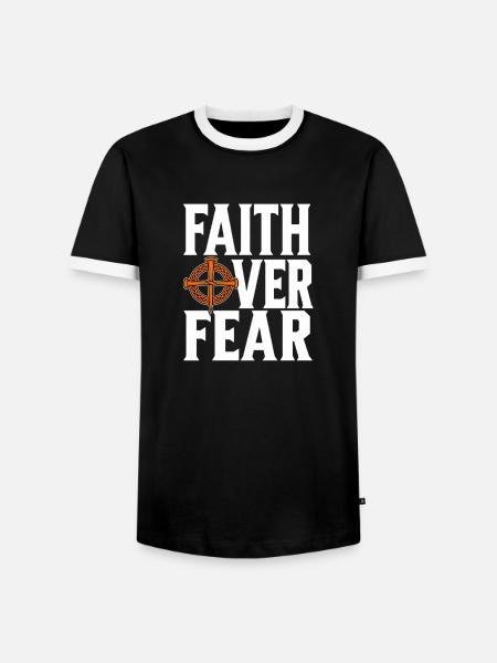 Glaube über Angst – quadratischer Text - Männer Kontrast-T-Shirt - Schwarz/Weiß