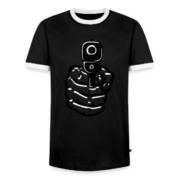 Guns hand gun - Men's Ringer Shirt - black/white - Front - AI Model Female 172 light (172cm) & AI Model Male 178 light (178cm)