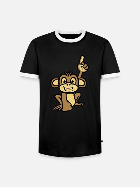 affe lustig zeigefinger - Männer Kontrast-T-Shirt - Schwarz/Weiß
