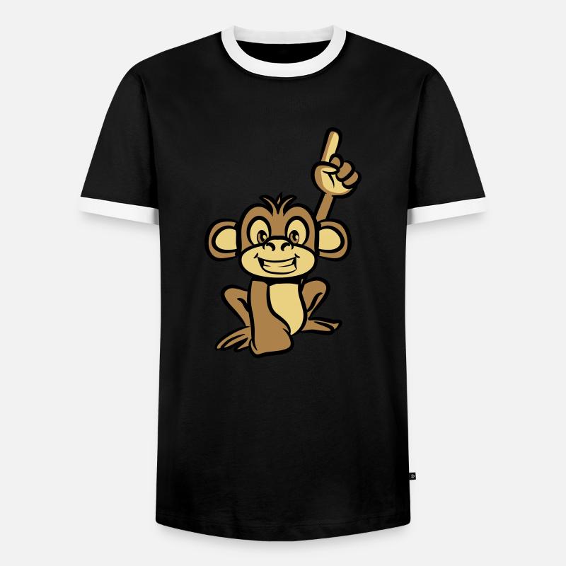 monkey funny forefinger - Men's Ringer Shirt - black/white