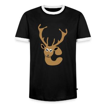cerf lettre c animaux - T-shirt contrasté Homme - noir/blanc - Devant - AI Model Female 172 light (172cm) & AI Model Male 178 light (178cm)