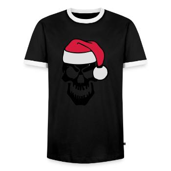 skull christmas - Männer Kontrast-T-Shirt - Schwarz/Weiß - Vorne - AI Model Female 172 light (172cm) & AI Model Male 178 light (178cm)