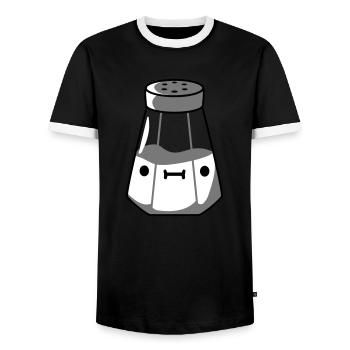 Salt shaker with face - Men's Ringer Shirt - black/white - Front - AI Model Female 172 light (172cm) & AI Model Male 178 light (178cm)