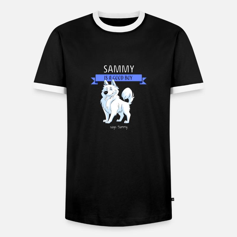 Sammy der Samojede - Männer Kontrast-T-Shirt - Schwarz/Weiß