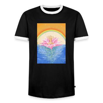 Lotos Chakras Méditation - T-shirt contrasté Homme - noir/blanc - Devant - AI Model Female 172 light (172cm) & AI Model Male 178 light (178cm)