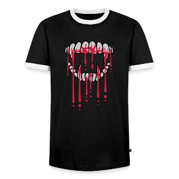Blood drops vampire - Men's Ringer Shirt - black/white - Front - AI Model Female 172 light (172cm) & AI Model Male 178 light (178cm)