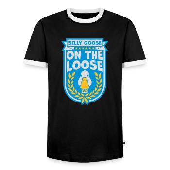 goose on the loose - Männer Kontrast-T-Shirt - Schwarz/Weiß - Vorne - AI Model Female 172 light (172cm) & AI Model Male 178 light (178cm)