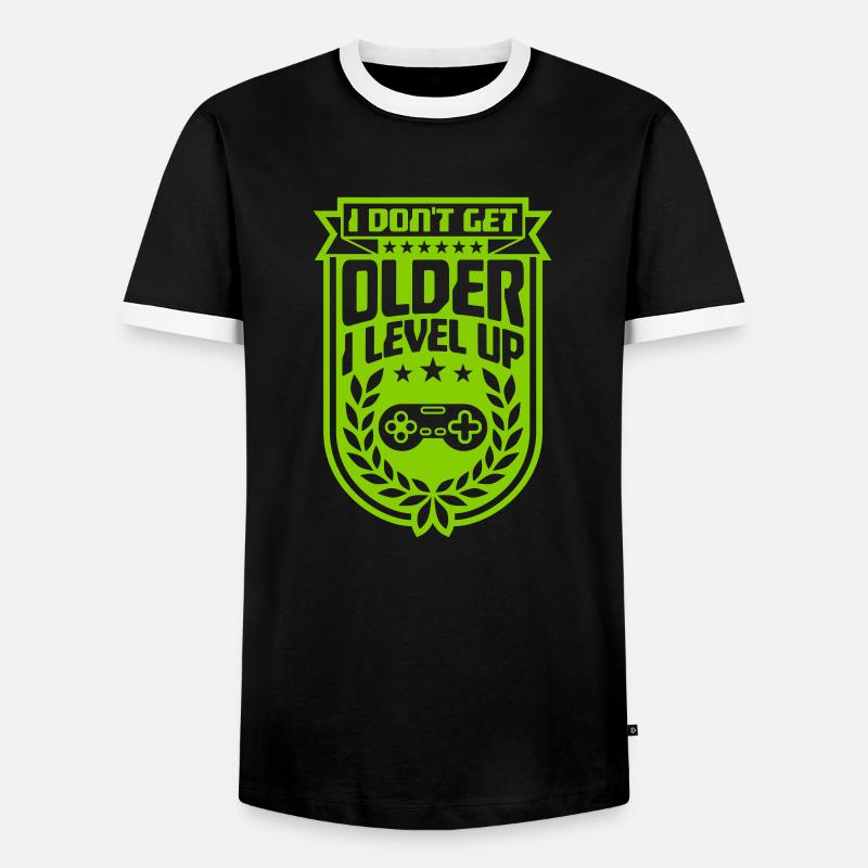 get older level up - Men's Ringer Shirt - black/white