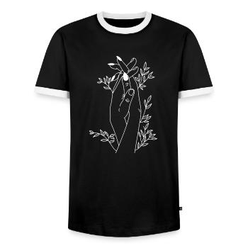 Growing hands - Men's Ringer Shirt - black/white - Front - AI Model Female 172 light (172cm) & AI Model Male 178 light (178cm)