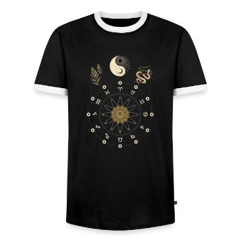 Horoskop Alchemie Magie Mystisch - Männer Kontrast-T-Shirt - Schwarz/Weiß - Vorne - AI Model Female 172 light (172cm) & AI Model Male 178 light (178cm)
