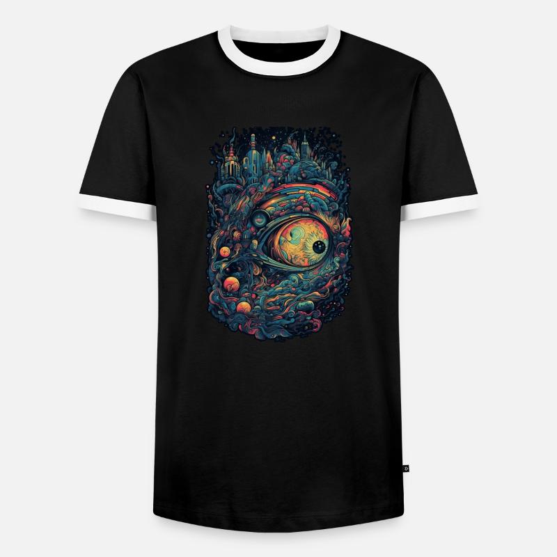 Trippy Explosion - Psychedelic Motif - Men's Ringer Shirt - black/white