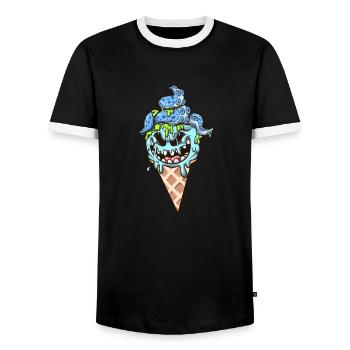 Eiswaffel-Monster - Männer Kontrast-T-Shirt - Schwarz/Weiß - Vorne - AI Model Female 172 light (172cm) & AI Model Male 178 light (178cm)