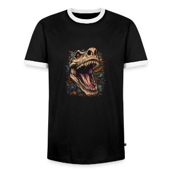 Scary dinosaur - Men's Ringer Shirt - black/white - Front - AI Model Female 172 light (172cm) & AI Model Male 178 light (178cm)