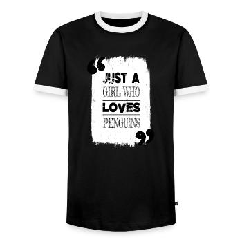 funny adorable penguins dancer present idea - Men's Ringer Shirt - black/white - Front - AI Model Female 172 light (172cm) & AI Model Male 178 light (178cm)