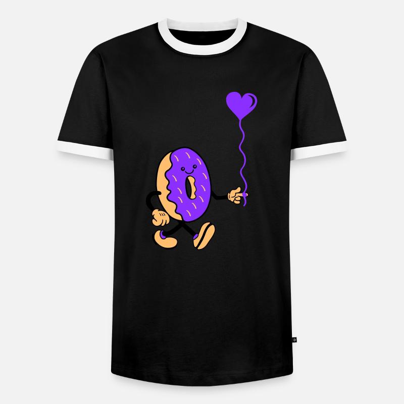 Donut Comic Heart - Men's Ringer Shirt - black/white