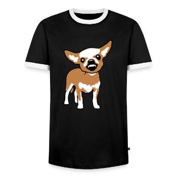Chihuahua Kleiner Hund Böse Knirschen Nervig Wut - Männer Kontrast-T-Shirt - Schwarz/Weiß - Vorne - AI Model Female 172 light (172cm) & AI Model Male 178 light (178cm)