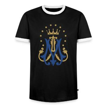 Auspizie Maria - Männer Kontrast-T-Shirt - Schwarz/Weiß - Vorne - AI Model Female 172 light (172cm) & AI Model Male 178 light (178cm)