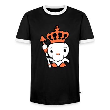 Bird King Crown Ruler Beard Old Kingdom - Men's Ringer Shirt - black/white - Front - AI Model Female 172 light (172cm) & AI Model Male 178 light (178cm)