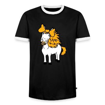 cheval mignon poney fille femelle fille cheval fille - T-shirt contrasté Homme - noir/blanc - Devant - AI Model Female 172 light (172cm) & AI Model Male 178 light (178cm)