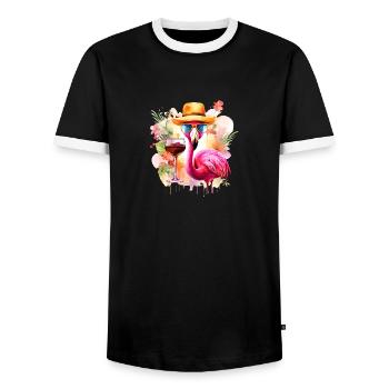 Cool Flamingo Lunettes de soleil Hat Party Alcohol - T-shirt contrasté Homme - noir/blanc - Devant - AI Model Female 172 light (172cm) & AI Model Male 178 light (178cm)