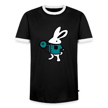 Rabbit + Clock - Men's Ringer Shirt - black/white - Front - AI Model Female 172 light (172cm) & AI Model Male 178 light (178cm)