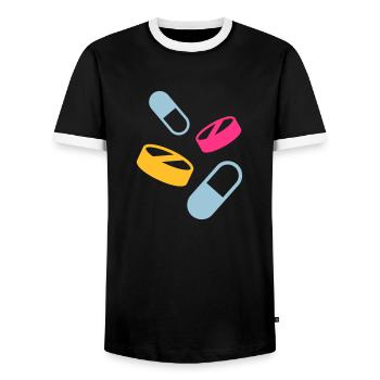 Medicine - Men's Ringer Shirt - black/white - Front - AI Model Female 172 light (172cm) & AI Model Male 178 light (178cm)