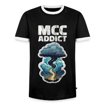 Storm Chaser Extreme Weather Severe Weather MCC ADDICT - Men's Ringer Shirt - black/white - Front - AI Model Female 172 light (172cm) & AI Model Male 178 light (178cm)