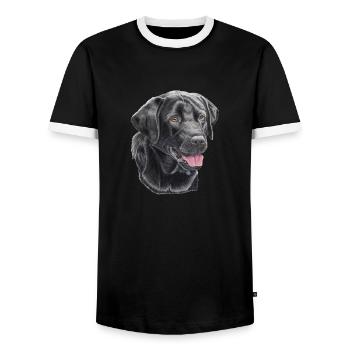 labrador retriever black P - Men's Ringer Shirt - black/white - Front - AI Model Female 172 light (172cm) & AI Model Male 178 light (178cm)