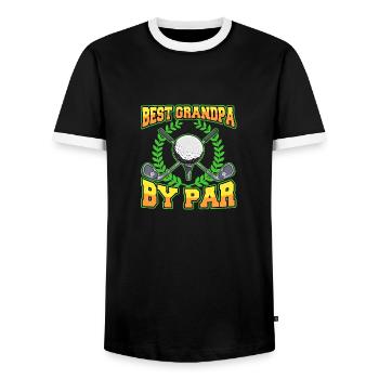 Best Grandpa By Par Granddad Fathers Day - Men's Ringer Shirt - black/white - Front - AI Model Female 172 light (172cm) & AI Model Male 178 light (178cm)