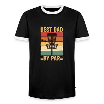 Best Dad By Par Fathers Day Disc Golf - Men's Ringer Shirt - black/white - Front - AI Model Female 172 light (172cm) & AI Model Male 178 light (178cm)