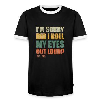 Dire que les yeux roulent un cadeau amusant - T-shirt contrasté Homme - noir/blanc - Devant - AI Model Female 172 light (172cm) & AI Model Male 178 light (178cm)