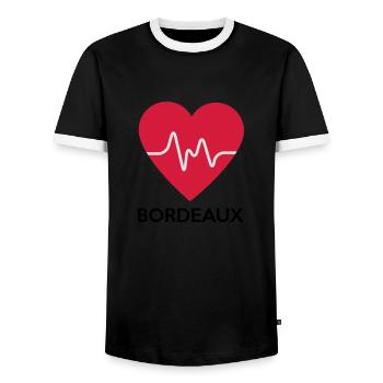 coeur de Bordeaux - T-shirt contrasté Homme - noir/blanc - Devant - AI Model Female 172 light (172cm) & AI Model Male 178 light (178cm)