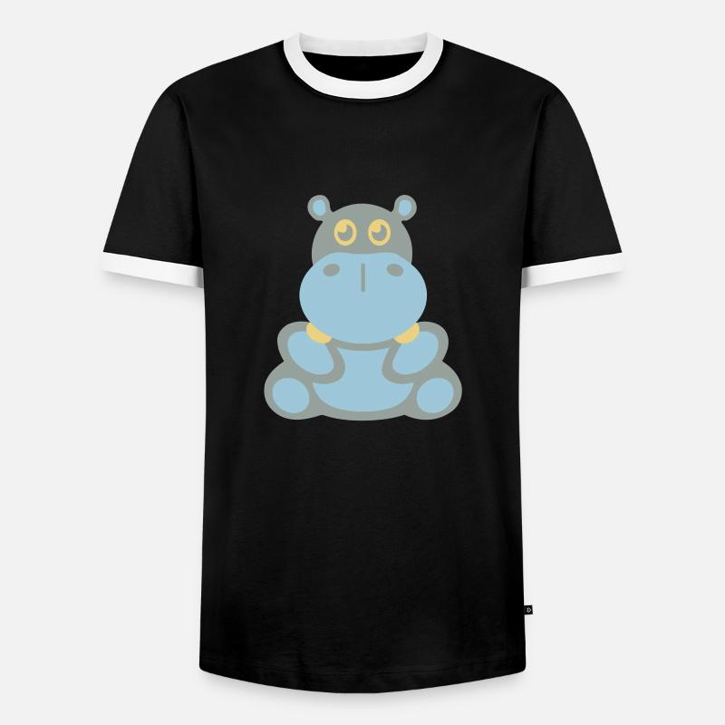 Nilpferd (hippo) - Männer Kontrast-T-Shirt - Schwarz/Weiß