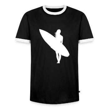Surfergirl - Männer Kontrast-T-Shirt - Schwarz/Weiß - Vorne - AI Model Female 172 light (172cm) & AI Model Male 178 light (178cm)