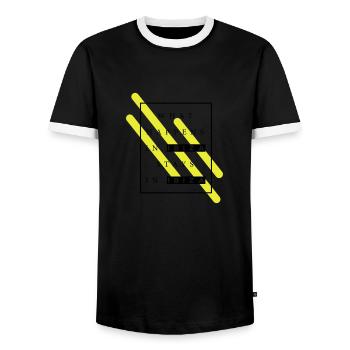 WHAT HAPPENS IN IBIZA STAYS IN IBIZA - Men's Ringer Shirt - black/white - Front - AI Model Female 172 light (172cm) & AI Model Male 178 light (178cm)