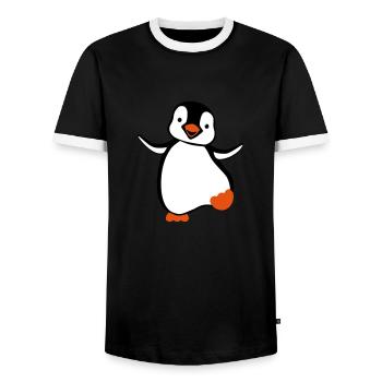 Pinguin - Männer Kontrast-T-Shirt - Schwarz/Weiß - Vorne - AI Model Female 172 light (172cm) & AI Model Male 178 light (178cm)