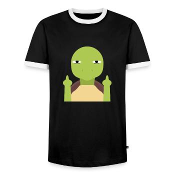 Doigts du milieu - T-shirt contrasté Homme - noir/blanc - Devant - AI Model Female 172 light (172cm) & AI Model Male 178 light (178cm)