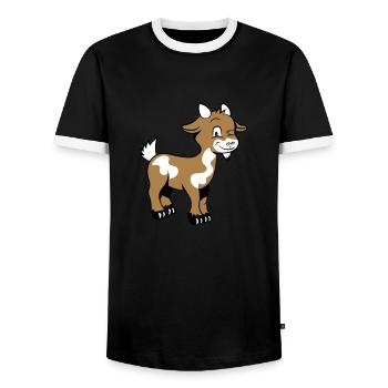 Ziege freundlich lieb - Männer Kontrast-T-Shirt - Schwarz/Weiß - Vorne - AI Model Female 172 light (172cm) & AI Model Male 178 light (178cm)